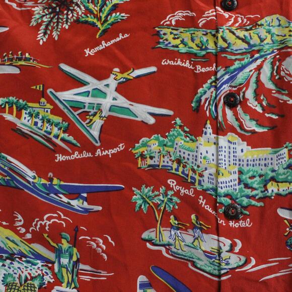 Avanti Shirt Mens XL Silk Hawaiian Aloha Camp Map Print Retro Colorful Tropical - Picture 2 of 7